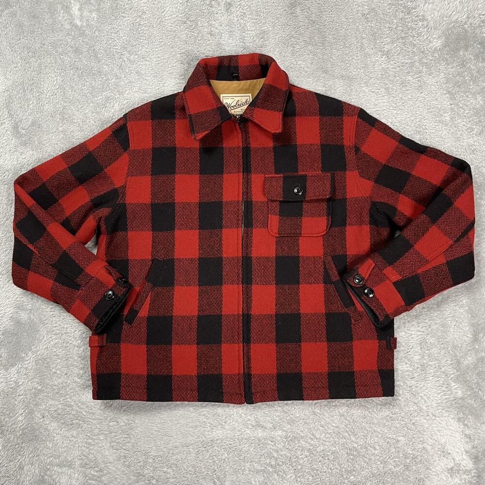 Vintage Woolrich Jacket Mens Large Red Buffalo Plaid Wool Bomber Made In USA